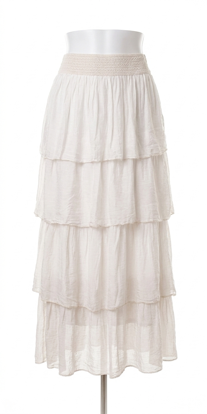 NEW GIGI MODA carrie ruffled maxi skirt in beige